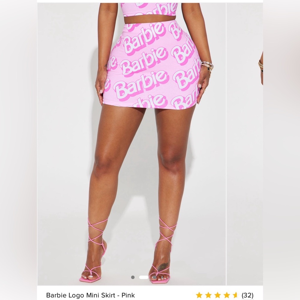 Barbie Pink All-Over Logo Mini Skirt Y2K Barbiecore (Size XS) NWT